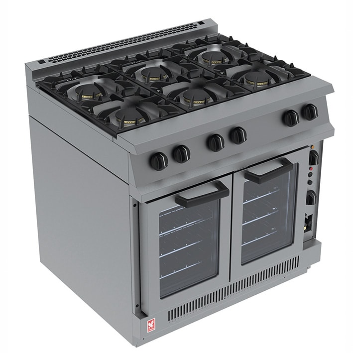 Falcon - Dominator G2102 Open Top 6 Burner Gas Range With Convection Oven